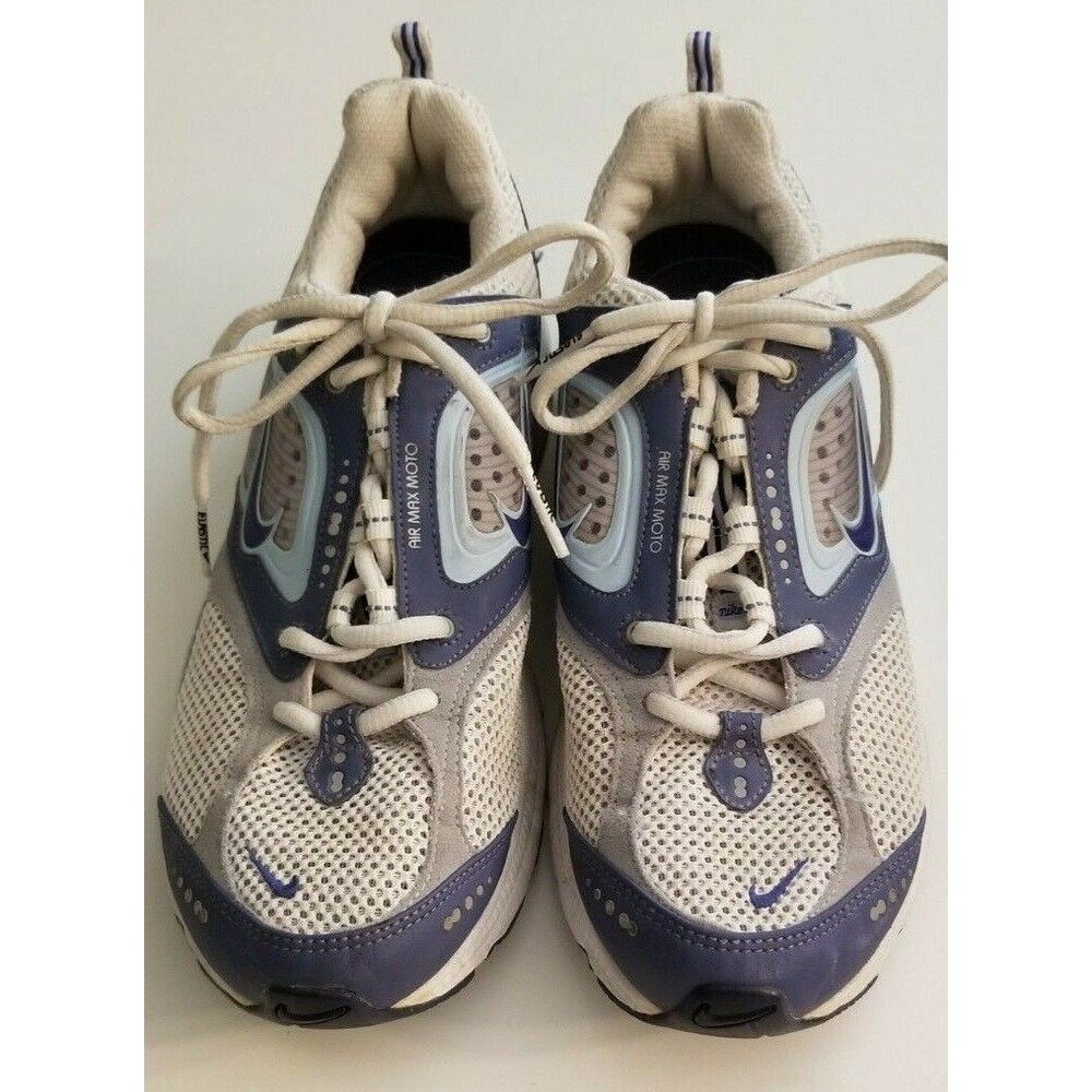 Women's Nike Max Air Moto 4 Lace-Up Running Shoe Sneakers Blue White US Size 8.5
